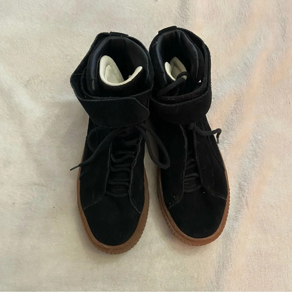 Puma Platform Mid OW Strap Leather Lace Up Black Trainers Size 7 - Picture 5 of 10